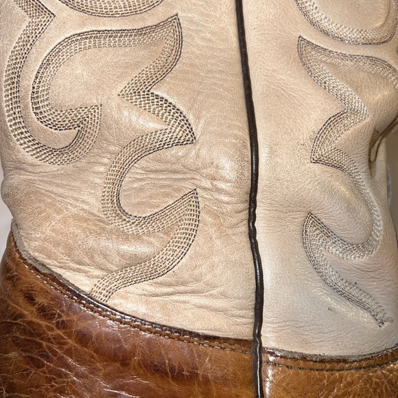 Nocona Boots Cowboy men size 10 EE cream khaki and brown - Picture 8 of 17